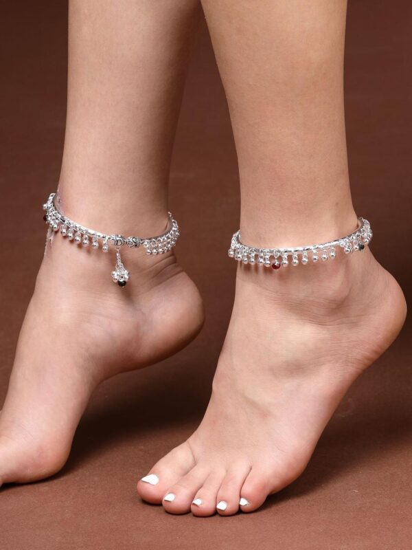 Silver-Plated Ghungroo Kada Anklets/Payal - Image 2