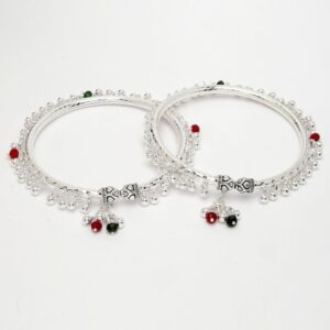 Silver-Plated Ghungroo Kada Anklets/Payal