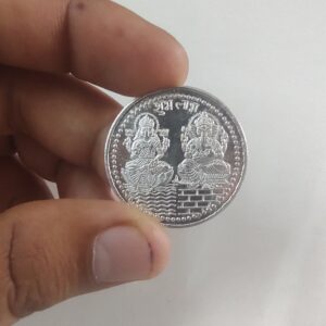Laxmi Ganesh 999 Silver coin for Pooja, Money Attractive Coin, Laxmi Ganesh Diwali Coin